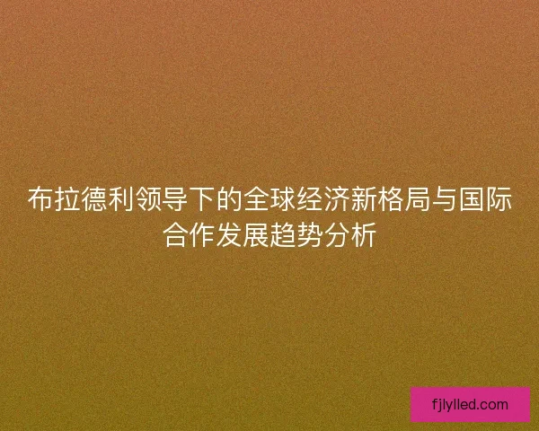 布拉德利领导下的全球经济新格局与国际合作发展趋势分析